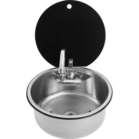 Évier de cuisine, acier inoxydable, design compact, 340x340mm (1/2)