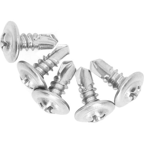 Senkkopf-Blechschrauben aus Edelstahl A2 mit integrierter Unterlegscheibe, 4,8 x 13 mm, für Industrieanlagen – Schachtel mit 100 Stück (1/5)