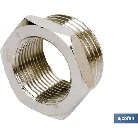 Réducteur cylindrique métallique R1/4 à R1/8, filetage pour des connexions sécurisées.
