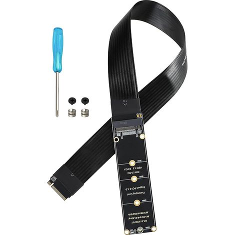 NGFF M-Key NVMe Male to Female PCI-E 4.0 Extension Cable for Motherboard SSD 2230 2242 2260 2280, 30 cm (180 degrees) (1/5)