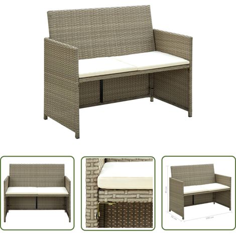 The Living Store Canapé de jardin à 2 places avec coussins Beige Résine tressée - Canapé De Jardin - Canapé Deux Places - Mobilier De Jardin - Résine Tressée - Meubles De Jardin (1/4)