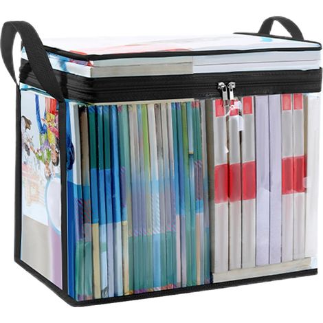 Transparente Aufbewahrungstasche für Bücher – Durchsichtige Aufbewahrungstasche mit Griff Faltbare Aufbewahrungsbox 38 x 24 x 32 cm (1/5)