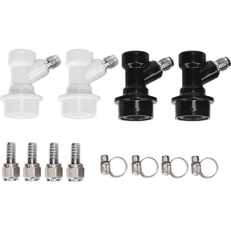 Lot de 4 raccords à bille filetés pour fût, connecteurs en plastique avec pince adaptatrice (1/4)