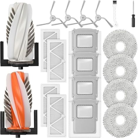 Set applicabile di 20 accessori per robot aspirapolvere DJI ROMO P/Romo S/Romo A, 2 spazzole principali, 4 sacchetti per la polvere, 4 panni per la pulizia, 4 filtri HEPA, 4 spazzole laterali, 1 spazz (1/5)