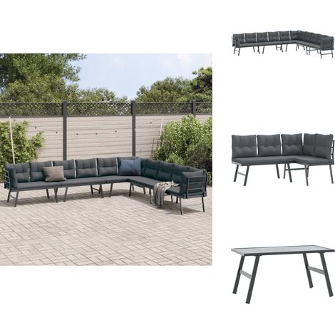 Bancs de jardin avec coussins lot de 4 acier enduit de poudre - Banc De Jardin - Salon De Jardin - Meuble De Jardin - Fauteuil Extérieur - Mobilier De Jardin (1/5)