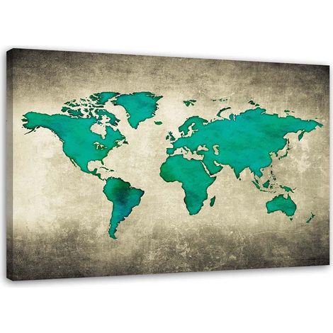 Stampa su tela, Mappa del mondo verde - 60x40 (1/4)