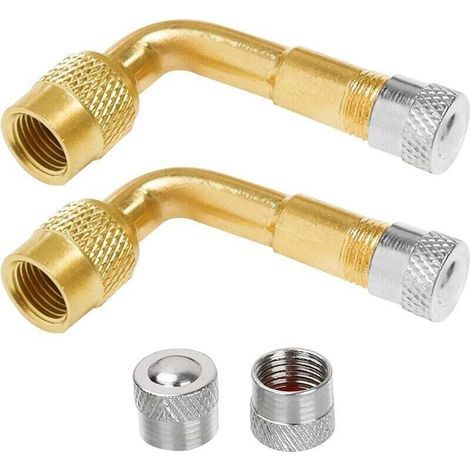 Lot de 2 rallonges de Valve coudées à 90° - en cuivre - pour Voiture, Moto, vélo, Scooter-Crezuo (1/4)