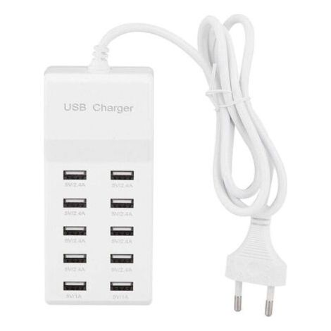 Enowelir Chargeur USB Multi-Port, Prise d'alimentation USB 10 Ports Charge Rapide USB Multi-Ports Compatible avec iPhone 12/13/14/15/16/Samsung S21/S22/S23/S24/Xiaomi/Huawei/Oppo/OnePlus/autres appare (1/4)
