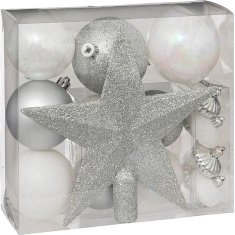 Paris Prix - Kit 18 Pièces Déco noël 21cm Argent (1/5)