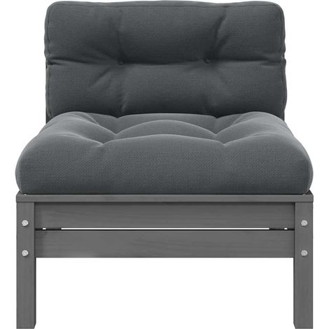 Canapé de jardin central, Canapé d'extérieur, Meuble de jardin, avec coussins anthracite Gris Pin OIB2618E (1/5)
