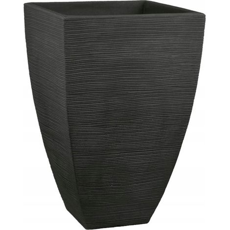 Maceta de plástico negra y gris para patio, 40 cm x 40 x 60 cm, 1 unidad. (1/2)