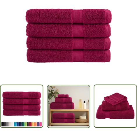 The Living Store Premium-Saunatücher SOLUND 4 Stk Bordeaux 80x200 cm 600 g/m² - Saunatücher - Badehandtücher - Wellness - Baumwolle - Bordeaux Rot (1/5)