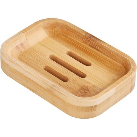 Porte-savon en bambou, porte-savon en bois à un seul niveau avec égouttoir, porte-savon en bambou robuste et portable, support de rangement pour savon dans la salle de bain (1/5)