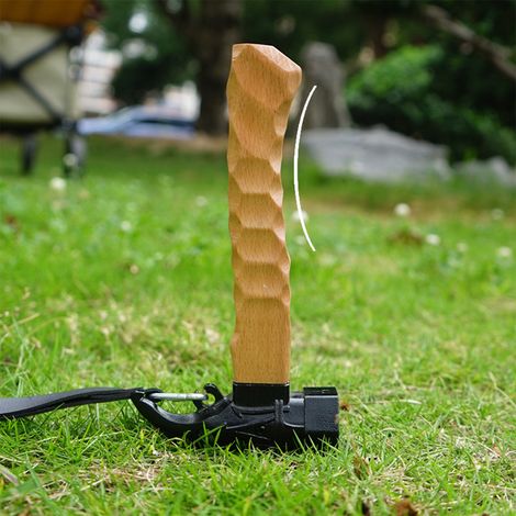 Marteau de camping en acier inoxydable, marteau de tente avec tête amortissante, poignée ergonomique et dragonne en cuir PU, noir. Idéal pour la randonnée. (1/5)