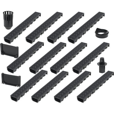 Helloshop26 – Lot de 12 caniveaux de drainage en plastique 100 x 12,5 x 8 cm – Résistant à la corrosion et au gel – Système de verrouillage unique (1/5)