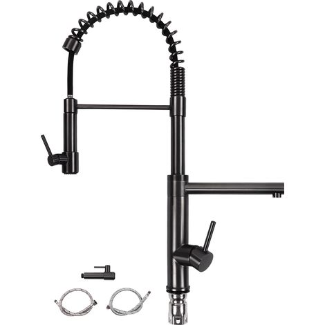 G1/2 Robinet de cuisine extractible gris, mitigeur laiton froid chaud, évier de cuisine, robinet d'eau pour maison hôtel (1/5)