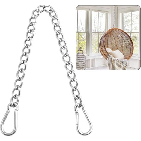 Chaîne avec Deux Mousquetons, capacité de 400 kg, chaîne de suspension robuste en acier inoxydable, chaîne d'extension pour Sac de Frappe, Yoga, Balançoire, Hamacs, 1 pièce (1/5)