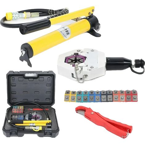 Pince à sertir hydraulique, ensemble de 7 matrices, fonctionnement manuel, JAUNE (1/2)