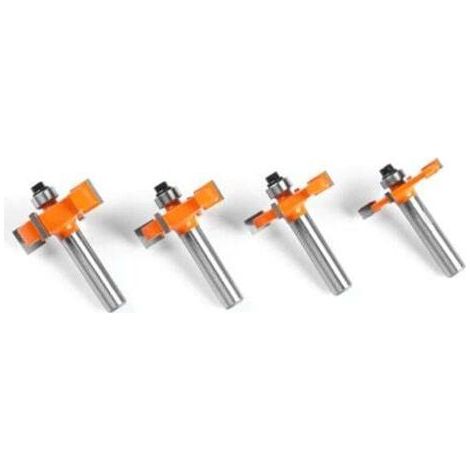 4pcs 8mm 4-Lame Fraise à Bois T-Forme Fraise de Rainure Set Coupe Outil de Travail du Bois Orange Lame Hauteur:4mm,6mm, 8mm, 10mm (1/4)