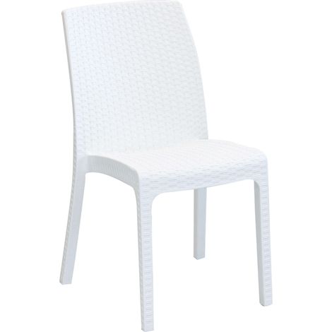 Sedia impilabile da esterno bar ristorante in polyrattan effetto wicker Richmond -  White