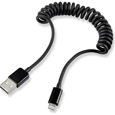 Online Store Câble USB USB 2.0 USB-A mâle, Connecteur Lightning 0.95 m noir câble spiralé RF4087422 Y851411 (1/4)