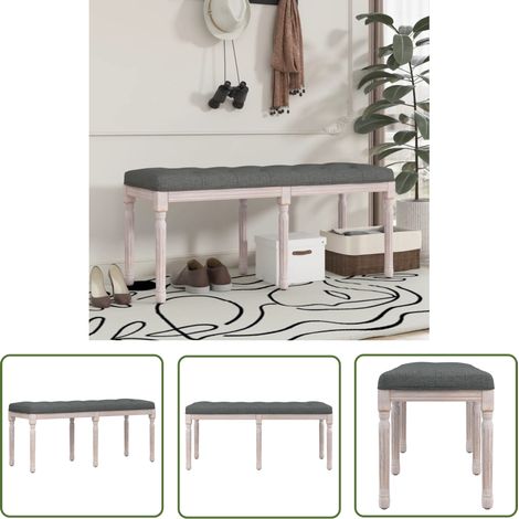 The Living Store Banc Gris foncé 110x40x49 cm Tissu - Banc Entrée - Banc Design - Banc Tissu - Banc Style Français - Mobilier Intérieur (1/5)