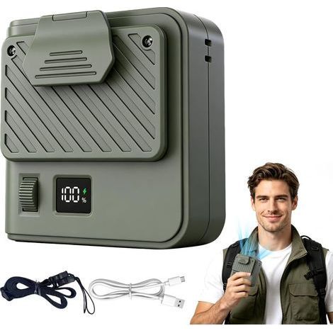 Ventilateur à pince, portable et léger, 9500 tr/min, 100 vitesses, affichage LED, batterie 3000 mAh