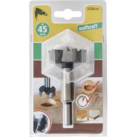 wolfcraft Broca Forstner, Ø 45 mm I 3326000 I Para taladrar madera con y sin limitación de profundidad