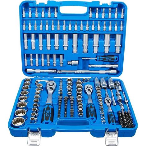 Coffret de Douilles Gear Lock 192 pcs - 6,3 mm (1/4), 10 mm (3/8), 12,5 mm (1/2) - Acier, Système Gear Lock - Polyva - D-Work