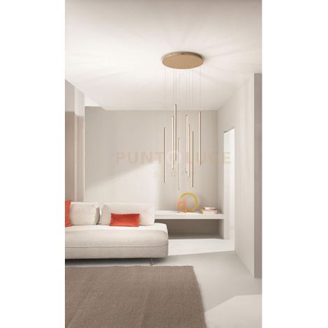 SOSPENSIONE GENIUS MULTIPLA 8 LUCI ORO TONDA D.48CM 3000K 3600LM 84W DIMMERABILE