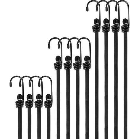 Tendeurs Elastique avec Crochets 12 Pièces Sangles de Serrage Corde Elastique pour Bagages, Barres de Toit, Camping, Motos, Velo, Bâches (1/5)