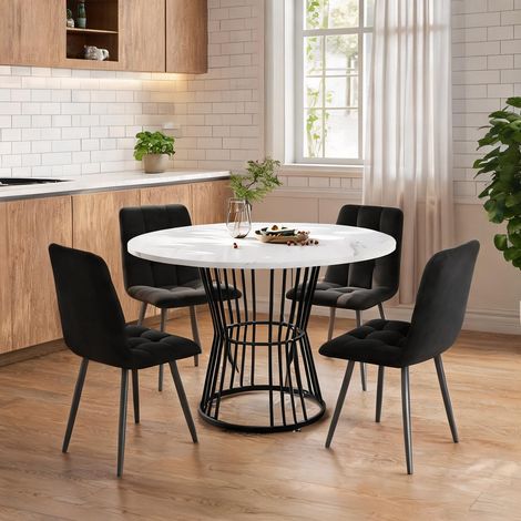 Ensemble table et chaises de cuisine en MDF et métal 5 pièces (1/5)