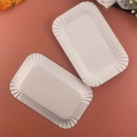Assiette Rectangulaire Jetable - Plateau en Papier Épais 20 x 15 cm - Motif Papillon - Pour Gâteaux et Apéritifs - Lot de 200 Pièces (1/4)