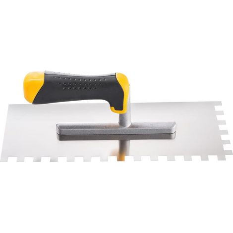 1 Truelle À Dents Acier Inoxydable 12x28cm Dents 8mm Poignée Ergonomique Pour Enduit Plâtre