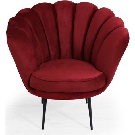 Poltroncina Poltrona a Conchiglia in Velluto Rosso da Ufficio Sala Sedia Moderna