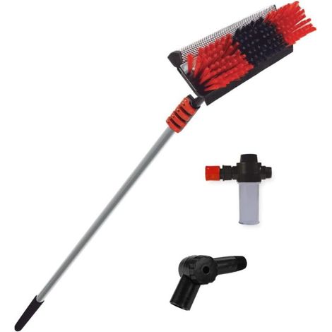 Idropulitrice telescopica per la pulizia - fino a 7 metri - ad acqua, con dispenser di sapone, per pannelli solari, lavaggio camion, finestre (7 m) (1/4)