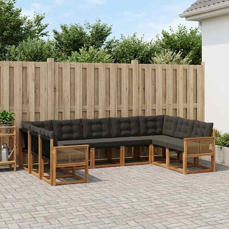 vidaXL Set di divani da esterno 9 pz Naturale e Nero (1/5)