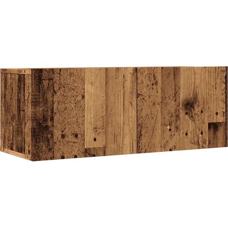 Lot de 2 meubles TV muraux design pratique rangement 80 x 30 x 30 cm en bois d'ingénierie vieux bois