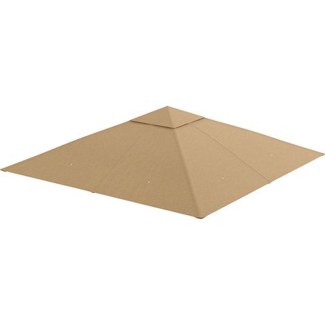 Toiture de remplacement pour pavillon de 2,98 x 2,95 m, en polyester beige avec protection solaire, résistante aux intempéries et aux UV.