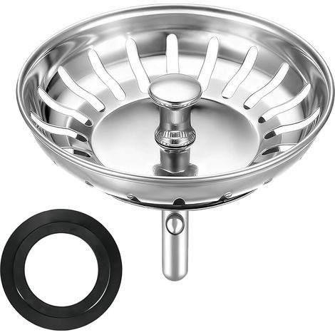 Bonde d'Évier de Cuisine 80 Mm, Bouchon d'Évier de Cuisine Universel, Filtre Anti-Obstruction en Acier Inoxydable, Panier Crépine Pop-up Inoxydable Compatible avec Lave-Vaisselle (1/5)