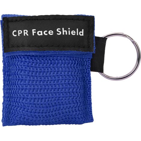 Masque de premiers secours CPR à valve unidirectionnelle, outil de soins d'urgence portable (bleu), porte-clés (1/5)