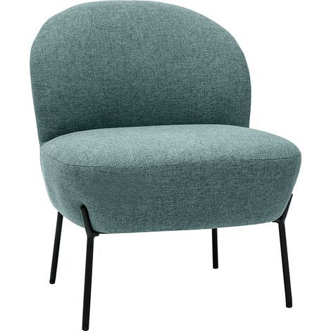Poltrona in tessuto grigio-verde e metallo nero BELEY