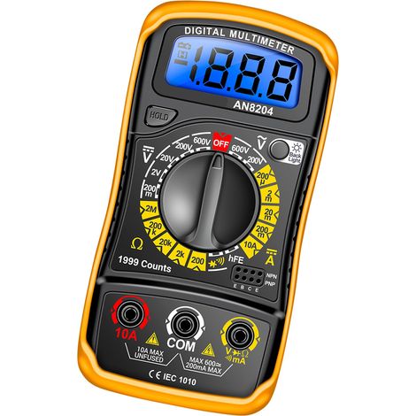 Multimètre multifonctionnel 1999 points, haute précision, testeur de tension AC/DC et de courant DC, mesure de résistance des diodes et triodes, signal sonore marche/arrêt, écran LCD rétroéclairé bleu (1/5)