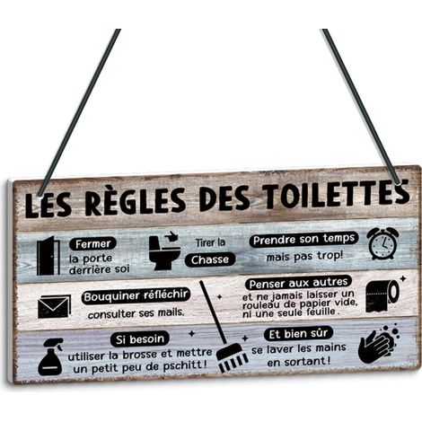 Plaque Murale Règles Toilettes, Décoration Murale PVC Humoristique pour Salle de Bain WC Toilettes Publique Maison (1/5)