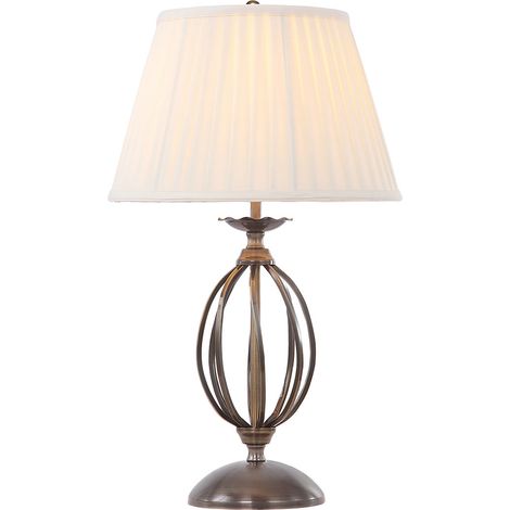 Lampe table Artisan laiton abat-jour blanc Elstead E27 (1/4)