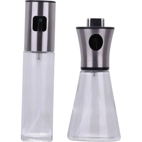 2 pièces Vaporisateur d'huile en acier inoxydable verre cuisine friteuse à air domestique vaporisateur d'huile pot d'huile comestible vaporisateur brouillard d'atomisation