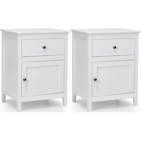 COSTWAY Comodino Moderno, Tavolino con 2 Livelli e Superficie Spaziosa, Mobile da Divano con Cassetto in Legno per Camera da Letto Salone e Ufficio, 48 x 38 x 63,5 cm (2, bianco) (1/5)