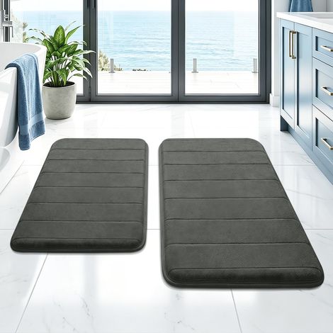 Lot de 2 tapis de bain antidérapants et absorbants