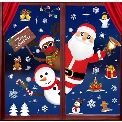NoëL Autocollants Fenetre NoëL Stickers Décoration DIY Fenêtres Stickers Porte de Bonhomme de Neige Santa Autocollant Amovibles Statique Autocollants DéCalcomanie (Noël) (1/5)