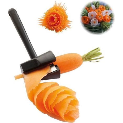 Pratico tagliapasta decorativo a spirale per fiori di carota - Decorazione per piatti di verdure - Tagliapasta creativo per biscotti da cucina - Grattugia per cetrioli